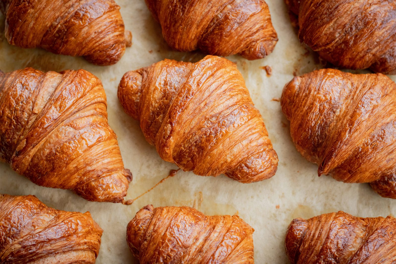 Freshly baked butter croissants.