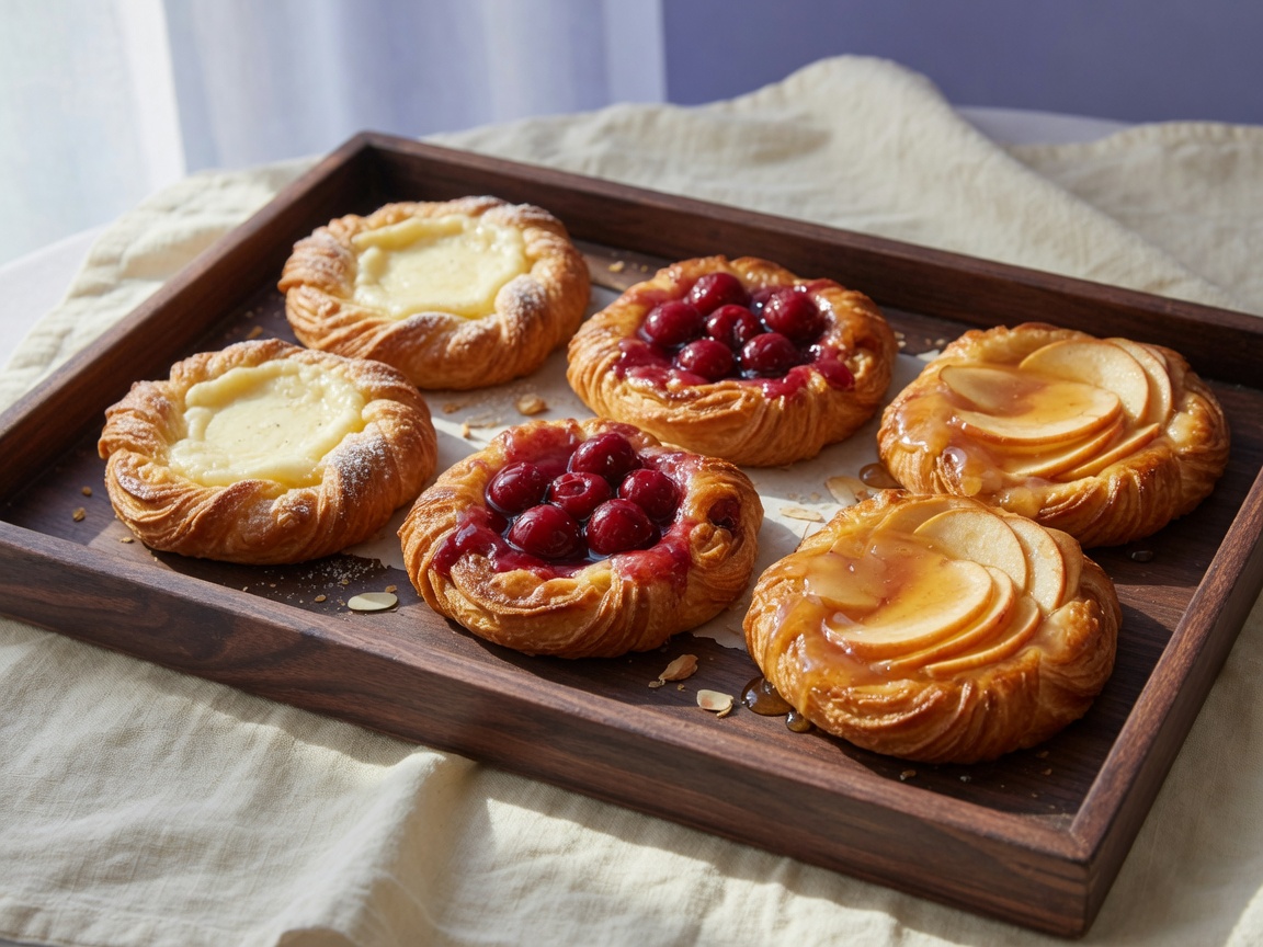 Fruit and cheese Danish pastries